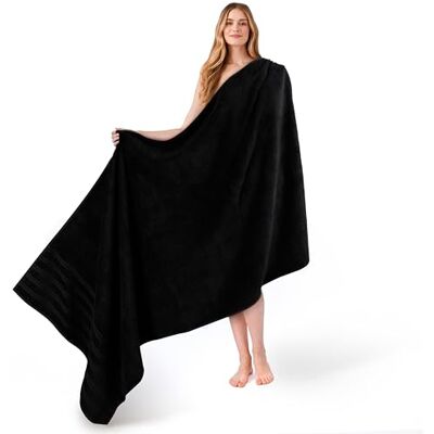 American Soft Linen Grote badhanddoek, 89 x 178 cm, 100% Turks katoen, extra groot, voor badkamer, strand en zwembad, zwart American Soft Linen Grote badhanddoek, 89 x 178 cm, 100% Turks katoen, extra groot, voor badkamer, strand en zwembad, zwart