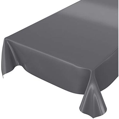 ANRO wasbaar tafelkleed van wasdoek, effen kleur, glanzend, met gesneden rand, antraciet, 100 x 140 cm ANRO wasbaar tafelkleed van wasdoek, effen kleur, glanzend, met gesneden rand, antraciet, 100 x 140 cm
