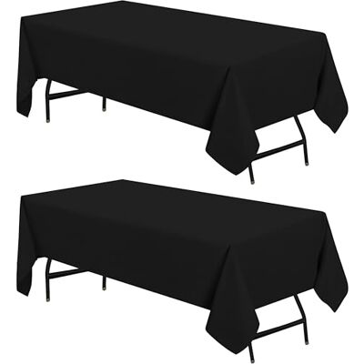 Utopia Kitchen Polyester tafelkleed, 140 x 240 cm, machinewas, ideaal voor feesten, evenementen, bruiloften en restaurants, 2 stuks, zwart Utopia Kitchen Polyester tafelkleed, 140 x 240 cm, machinewas, ideaal voor feesten, evenementen, bruiloften en restaurants, 2 stuks, zwart