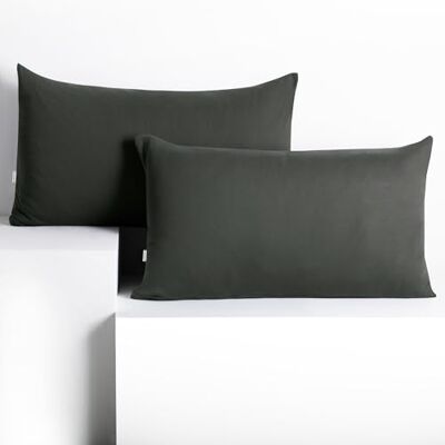DecoKing Set van 2 Kussenslopen 50 x 60 cm Jersey 100% Gekamd Katoen Ritssluiting grafiet antraciet grijs DecoKing Set van 2 Kussenslopen 50 x 60 cm Jersey 100% Gekamd Katoen Ritssluiting grafiet antraciet grijs