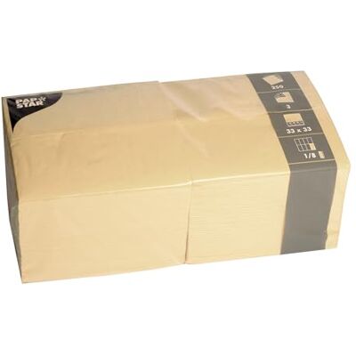 PAPSTAR 84579 papieren servetten, 3-laags, 1/8 gevouwen, 33 x 33 cm, crèmekleurig, 250 stuks PAPSTAR 84579 papieren servetten, 3-laags, 1/8 gevouwen, 33 x 33 cm, crèmekleurig, 250 stuks