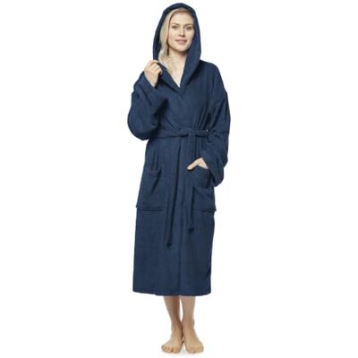 Arus Badjas voor dames met capuchon, kuitlengte of enkel, badstof (380 g/m²), 100% gecertificeerd katoen Doux peignoir en éponge avec capuche, 2 poches et ceinture – idéal pour sauna, spa, bien-être et maison. S-M Arus Badjas voor dames met capuchon, kuitlengte of enkel, badstof (380 g/m²), 100% gecertificeerd katoen Doux peignoir en éponge avec capuche, 2 poches et ceinture – idéal pour sauna, spa, bien-être et maison. S-M