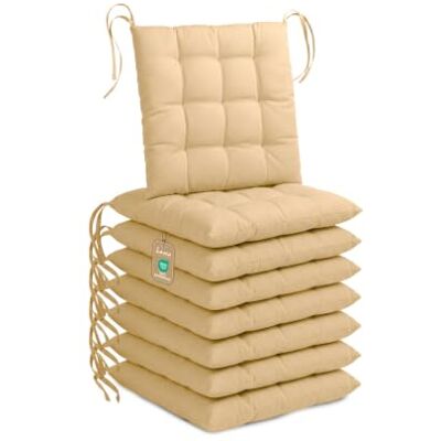 Lavea ® Set van 8 stoelkussens, 40 x 40 cm, zand Stoelkussens met bevestigingen, wasbaar en comfortabel, voor binnen, keuken, tuin, balkon en terras Lavea ® Set van 8 stoelkussens, 40 x 40 cm, zand Stoelkussens met bevestigingen, wasbaar en comfortabel, voor binnen, keuken, tuin, balkon en terras