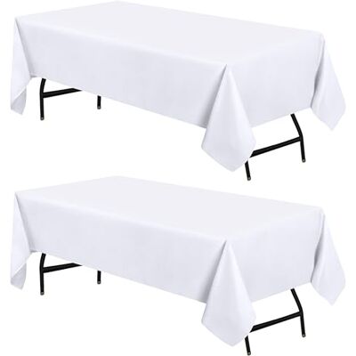 Utopia Kitchen Polyester tafelkleed, 132 x 160 cm, machinewas, ideaal voor feesten, evenementen, bruiloften en restaurants, 2 stuks, wit Utopia Kitchen Polyester tafelkleed, 132 x 160 cm, machinewas, ideaal voor feesten, evenementen, bruiloften en restaurants, 2 stuks, wit