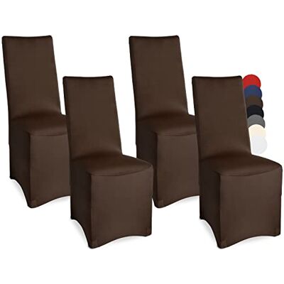 Beautissu 4 stuks stretch stoelhoezen voor bi-elastische banketstoelen 45 x 90 cm bruin elegant modern Oeko-TEX Strech trouwbescherming rekbaar Leona Beautissu 4 stuks stretch stoelhoezen voor bi-elastische banketstoelen 45 x 90 cm bruin elegant modern Oeko-TEX Strech trouwbescherming rekbaar Leona