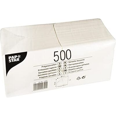 PAPSTAR 12391, 500 servetten, 1-laags, 1/4 vouw, 33 x 33 cm, wit PAPSTAR 12391, 500 servetten, 1-laags, 1/4 vouw, 33 x 33 cm, wit