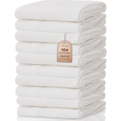 NatureMark , 10 stuks mousseline-servetten, 70 x 70 cm, wit NatureMark , 10 stuks mousseline-servetten, 70 x 70 cm, wit