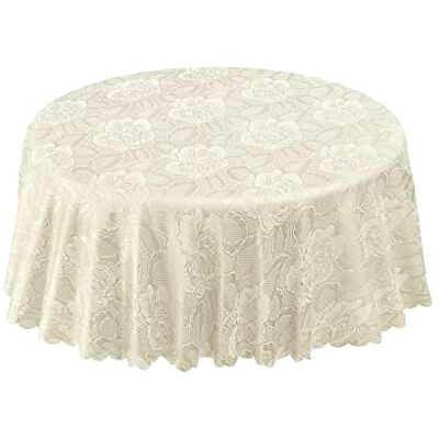 Emma Barclay Tafelkleed rond damast roze jacquard crème 178 cm Emma Barclay Tafelkleed rond damast roze jacquard crème 178 cm