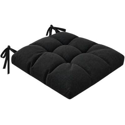 PETTI Artigiani Italiani Kussens voor keukenstoel, set van 6 kussens voor keukenstoelen, keukenstoelhoezen van katoen met veters, zwart, 100% Made in Italy PETTI Artigiani Italiani Kussens voor keukenstoel, set van 6 kussens voor keukenstoelen, keukenstoelhoezen van katoen met veters, zwart, 100% Made in Italy