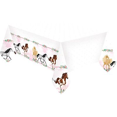amscan 9909877 Kunststof tafelkleed paard, afmetingen 120 x 180 cm, wit met franjes, tafeldecoratie, verjaardag, themafeest amscan 9909877 Kunststof tafelkleed paard, afmetingen 120 x 180 cm, wit met franjes, tafeldecoratie, verjaardag, themafeest