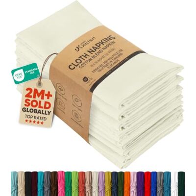 Utopia Kitchen Doek Servetten, 12 stuks, ivoorkleurig, 46 x 46 cm, katoenmix, wasbaar en herbruikbaar, tafelservetten, voor hotel, lunch, restaurant, bruiloften, evenementen en feestjes Utopia Kitchen Doek Servetten, 12 stuks, ivoorkleurig, 46 x 46 cm, katoenmix, wasbaar en herbruikbaar, tafelservetten, voor hotel, lunch, restaurant, bruiloften, evenementen en feestjes