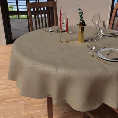 Soleil d'ocre , Luxury Tafelkleed, rond, vuilafstotend, diameter 180 cm, polyester, champagne Soleil d'ocre , Luxury Tafelkleed, rond, vuilafstotend, diameter 180 cm, polyester, champagne