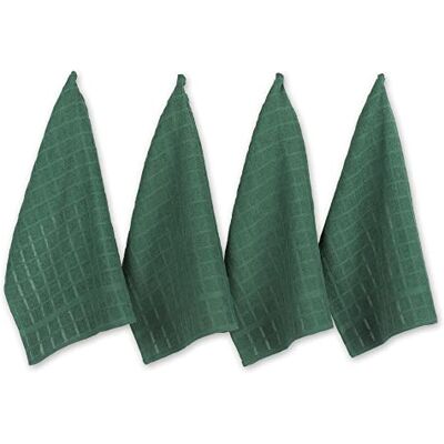 DII Katoenen theedoekenset, geruit, donkergroen, effen, 40,6 x 66 cm DII Katoenen theedoekenset, geruit, donkergroen, effen, 40,6 x 66 cm