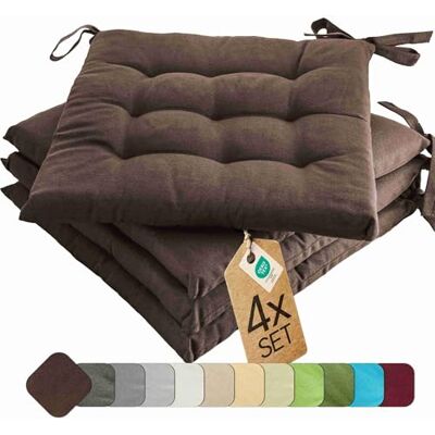 etérea Himmlische Qualität etérea Stoelkussen, 40 x 40 cm, bruin, voor buiten en binnen, met banden, zitkussen, set van 4 voor tuin- en eetkamerstoelen, basic, Made in Green by Oeko-Tex, wasbaar op 30 °C etérea Himmlische Qualität etérea Stoelkussen, 40 x 40 cm, bruin, voor buiten en binnen, met banden, zitkussen, set van 4 voor tuin- en eetkamerstoelen, basic, Made in Green by Oeko-Tex, wasbaar op 30 °C