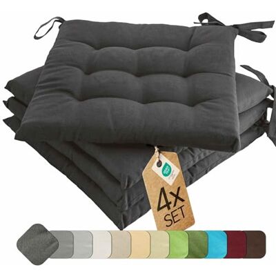 etérea Himmlische Qualität etérea Stoelkussen, 40 x 40 cm, antraciet, voor buiten en binnen, met banden, zitkussen, set van 4 voor tuin- en eetkamerstoelen, basic, Made in Green by Oeko-Tex, wasbaar op 30 °C etérea Himmlische Qualität etérea Stoelkussen, 40 x 40 cm, antraciet, voor buiten en binnen, met banden, zitkussen, set van 4 voor tuin- en eetkamerstoelen, basic, Made in Green by Oeko-Tex, wasbaar op 30 °C