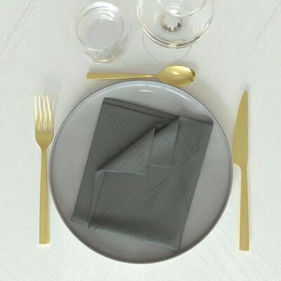 Soleil d'ocre , Luxe servetten, 45 x 45 cm, grijs, 3 stuks Soleil d'ocre , Luxe servetten, 45 x 45 cm, grijs, 3 stuks