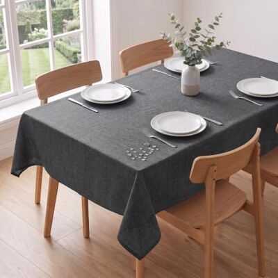WOLTU TD3042gr Rechthoekig tafelkleed, linnen look, beschermend, decoratief, waterdicht, 135 x 200 cm, grijs WOLTU TD3042gr Rechthoekig tafelkleed, linnen look, beschermend, decoratief, waterdicht, 135 x 200 cm, grijs