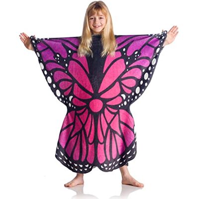 Kanguru Butterfly Kids Papillon, trui met mouwen, fleecedeken, poncho, dames, cadeau voor dames, kinderen (4-12 jaar), sweatshirt, roze, blauw, zwart, 80 x 90 cm Kanguru Butterfly Kids Papillon, trui met mouwen, fleecedeken, poncho, dames, cadeau voor dames, kinderen (4-12 jaar), sweatshirt, roze, blauw, zwart, 80 x 90 cm