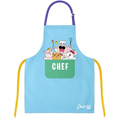 CHEFCLUB KIDS Tablier cuisine enfant Kit cuisine enfant 100% Coton Taille Unique Sangle de cou ajustable de 4 à 10 ans Lavable en machine Couleur bleu Cadeau fille 4 ans Eén maat CHEFCLUB KIDS Tablier cuisine enfant Kit cuisine enfant 100% Coton Taille Unique Sangle de cou ajustable de 4 à 10 ans Lavable en machine Couleur bleu Cadeau fille 4 ans Eén maat
