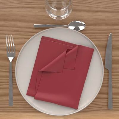 Soleil d'ocre , Alix Set van 3 servetten, polyester, rood, 40 x 40 cm Soleil d'ocre , Alix Set van 3 servetten, polyester, rood, 40 x 40 cm