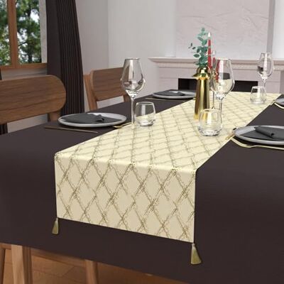 Soleil d'ocre , Feestelijke tafelloper van puur katoen, 40 x 180 cm, goudkleurig Soleil d'ocre , Feestelijke tafelloper van puur katoen, 40 x 180 cm, goudkleurig