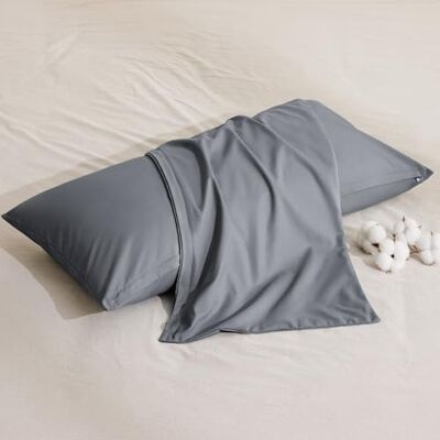 Bedsure Kussensloop, 50 x 75 cm, katoen, antraciet, Oeko-Tex Hoofdkussen 50 x 75 cm met ritssluiting, zacht, ademend, gemakkelijk te wassen, duurzaam, hypoallergeen, glad design Bedsure Kussensloop, 50 x 75 cm, katoen, antraciet, Oeko-Tex Hoofdkussen 50 x 75 cm met ritssluiting, zacht, ademend, gemakkelijk te wassen, duurzaam, hypoallergeen, glad design