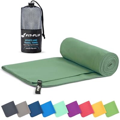 Fit-Flip Microvezel handdoek sporthanddoek voor krachttraining, compact, ultralicht en sneldrogend microvezel badhanddoek (70 x 140 cm, olijf) Fit-Flip Microvezel handdoek sporthanddoek voor krachttraining, compact, ultralicht en sneldrogend microvezel badhanddoek (70 x 140 cm, olijf)