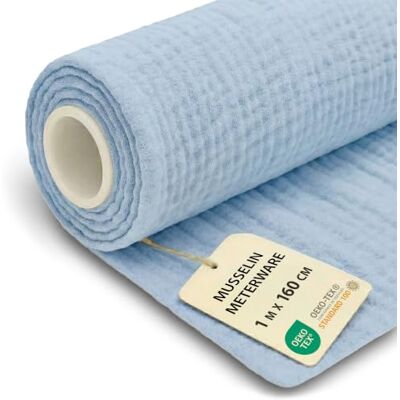 Amazinggirl Katoenen chiffon per meter – lichte en ademende gaasstof Zacht gaas voor naaien plaid tafelloper servetten zomerjurk baby Oeko Tex 1 m x 160 cm hemelsblauw Amazinggirl Katoenen chiffon per meter – lichte en ademende gaasstof Zacht gaas voor naaien plaid tafelloper servetten zomerjurk baby Oeko Tex 1 m x 160 cm hemelsblauw