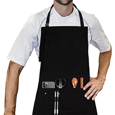 LessMo Schort, 70 x 85 cm, 100% katoenen keukenschort met verstelbare hals, riem, professionele kwaliteit, BBQ-schort LessMo Schort, 70 x 85 cm, 100% katoenen keukenschort met verstelbare hals, riem, professionele kwaliteit, BBQ-schort