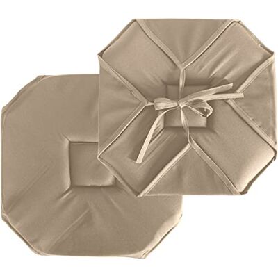 ED ENJOY HOME Stoelkussen met klep, 40 x 40 cm, natuurlijk beige, met strikken, 100% polyester, Oeko-Tex-gecertificeerde stof, satijn, collectie Basic ED ENJOY HOME Stoelkussen met klep, 40 x 40 cm, natuurlijk beige, met strikken, 100% polyester, Oeko-Tex-gecertificeerde stof, satijn, collectie Basic
