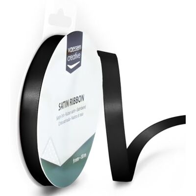 Creative Satijnen lint, 9 mm x 10 m, elegante glans voor het maken van kaarten, scrapbooks, cadeauverpakking en andere knutselprojecten, zwart, 9 mm, set van 10 stuks Creative Satijnen lint, 9 mm x 10 m, elegante glans voor het maken van kaarten, scrapbooks, cadeauverpakking en andere knutselprojecten, zwart, 9 mm, set van 10 stuks