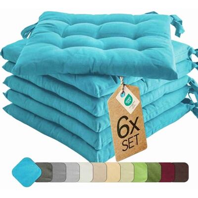 etérea Himmlische Qualität etérea Stoelkussen, 40 x 40 cm, turquoise, voor buiten en binnen, met banden, zitkussen, set van 6 voor tuin- en eetkamerstoelen, basic, Made in Green by Oeko-Tex, wasbaar op 30 °C etérea Himmlische Qualität etérea Stoelkussen, 40 x 40 cm, turquoise, voor buiten en binnen, met banden, zitkussen, set van 6 voor tuin- en eetkamerstoelen, basic, Made in Green by Oeko-Tex, wasbaar op 30 °C