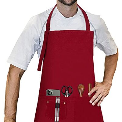 LessMo Schort, 70 x 85 cm, 100% katoenen keukenschort met verstelbare hals, riem, professionele kwaliteit, BBQ-schort LessMo Schort, 70 x 85 cm, 100% katoenen keukenschort met verstelbare hals, riem, professionele kwaliteit, BBQ-schort
