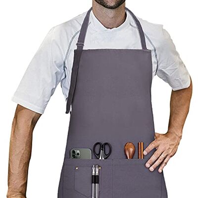 LessMo Schort, 70 x 85 cm, 100% katoenen keukenschort met verstelbare hals, riem, professionele kwaliteit, BBQ-schort LessMo Schort, 70 x 85 cm, 100% katoenen keukenschort met verstelbare hals, riem, professionele kwaliteit, BBQ-schort