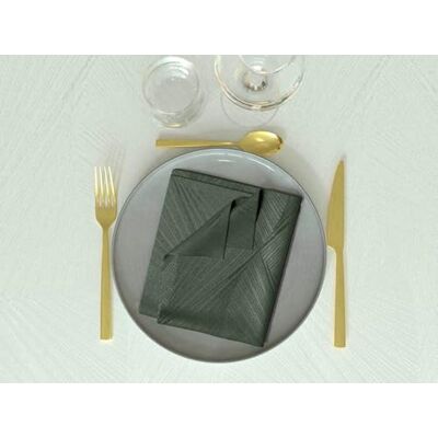 Soleil d'ocre , Set van 3 servetten, 45 x 45 cm, luxe, groen Soleil d'ocre , Set van 3 servetten, 45 x 45 cm, luxe, groen