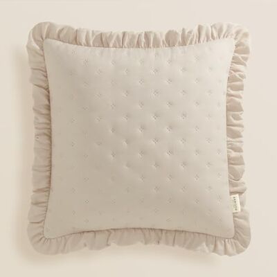 room99 Molly Decoratieve kussensloop, 45 x 45 cm, esthetisch, modern, met ruches, crème, 1 stuk room99 Molly Decoratieve kussensloop, 45 x 45 cm, esthetisch, modern, met ruches, crème, 1 stuk