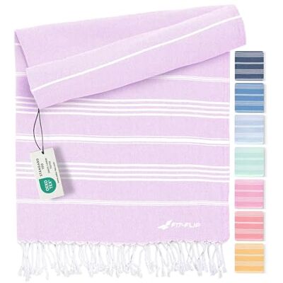 Fit-Flip Hamam Strandhanddoek, Fouta van 100% katoen, licht Turks laken Lila, 100 x 200 cm, sultan, licht Turks laken, sneldrogend, perfect accessoire als XXL strandlaken of pareo Fit-Flip Hamam Strandhanddoek, Fouta van 100% katoen, licht Turks laken Lila, 100 x 200 cm, sultan, licht Turks laken, sneldrogend, perfect accessoire als XXL strandlaken of pareo
