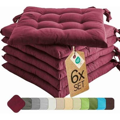etérea Himmlische Qualität etérea Stoelkussen, 40 x 40 cm, bordeaux, voor buiten en binnen, met banden, zitkussen, set van 6 voor tuin- en eetkamerstoelen, basic, Made in Green by Oeko-Tex, wasbaar op 30 °C etérea Himmlische Qualität etérea Stoelkussen, 40 x 40 cm, bordeaux, voor buiten en binnen, met banden, zitkussen, set van 6 voor tuin- en eetkamerstoelen, basic, Made in Green by Oeko-Tex, wasbaar op 30 °C