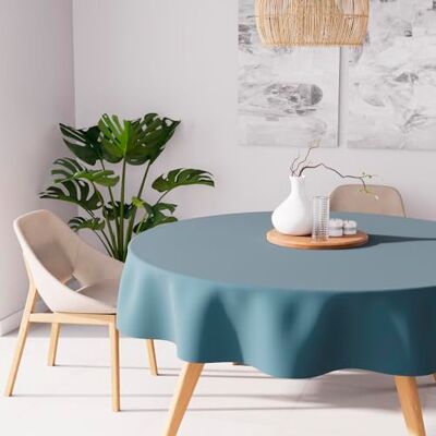 Soleil d'ocre , Alix Tafelkleed, rond, vuilafstotend, polyester, celadonblauw, diameter 180 cm Soleil d'ocre , Alix Tafelkleed, rond, vuilafstotend, polyester, celadonblauw, diameter 180 cm