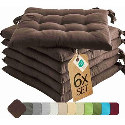 etérea Himmlische Qualität etérea Stoelkussen, 40 x 40 cm, bruin, voor buiten en binnen, met banden, zitkussen, set van 6 voor tuin- en eetkamerstoelen, basic, Made in Green by Oeko-Tex, wasbaar op 30 °C etérea Himmlische Qualität etérea Stoelkussen, 40 x 40 cm, bruin, voor buiten en binnen, met banden, zitkussen, set van 6 voor tuin- en eetkamerstoelen, basic, Made in Green by Oeko-Tex, wasbaar op 30 °C