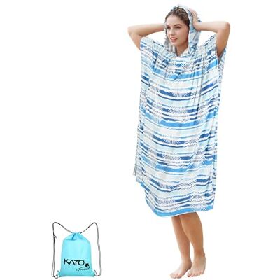 Kato Tirrinia Microvezel surfponcho voor dames en heren, lange surfponcho, sauna, badjas, strandkleding, hulp bij verandering, sneldrogend, strandhanddoek met capuchon Kato Tirrinia Microvezel surfponcho voor dames en heren, lange surfponcho, sauna, badjas, strandkleding, hulp bij verandering, sneldrogend, strandhanddoek met capuchon