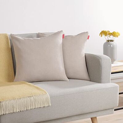 Blumtal Set van 2 kussenslopen, 50 x 50 cm, taupe, kussenovertrekken van chenille met verborgen ritssluiting, Oekotex gecertificeerd, voor decoratieve kussens, bank- en sierkussens Blumtal Set van 2 kussenslopen, 50 x 50 cm, taupe, kussenovertrekken van chenille met verborgen ritssluiting, Oekotex gecertificeerd, voor decoratieve kussens, bank- en sierkussens