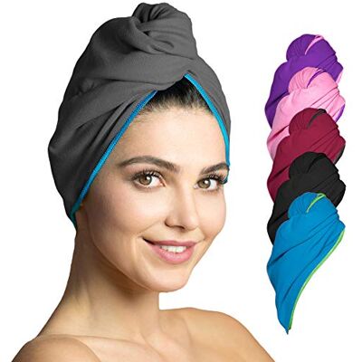 Fit-Flip Microfiber haar tulband, speciale tulband handdoek voor zacht en snel Donkergrijs-blauw, 1 stuk, volwassen haarhanddoek, voor zacht en snel drogen, super absorberend en zacht Fit-Flip Microfiber haar tulband, speciale tulband handdoek voor zacht en snel Donkergrijs-blauw, 1 stuk, volwassen haarhanddoek, voor zacht en snel drogen, super absorberend en zacht