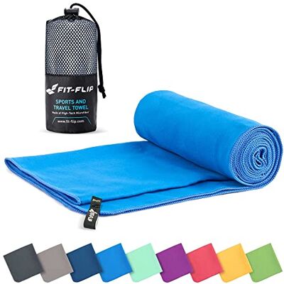 Fit-Flip microvezel handdoek sporthanddoek voor krachttraining compacte, ultralichte en sneldrogende zwembadhanddoek microvezel badhanddoek (80 x 160 cm blauw) Fit-Flip microvezel handdoek sporthanddoek voor krachttraining compacte, ultralichte en sneldrogende zwembadhanddoek microvezel badhanddoek (80 x 160 cm blauw)