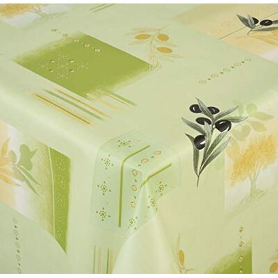 Venilia 55053 Tafelkleed, olijfgroen, tafelzeil, verminderd onderhoud, waterafstotend, polyester, PVC, rond, 140 x 140 cm, 55053 Venilia 55053 Tafelkleed, olijfgroen, tafelzeil, verminderd onderhoud, waterafstotend, polyester, PVC, rond, 140 x 140 cm, 55053