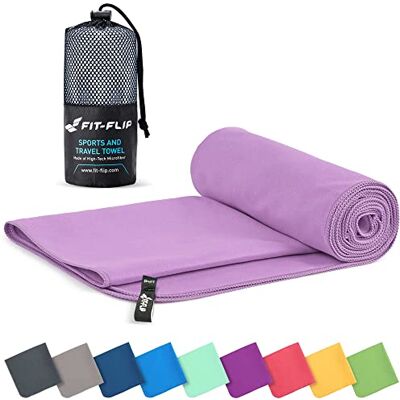 Fit-Flip Microvezelhanddoeken, verkrijgbaar in alle kleuren en in 8 maten, sneldrogende handdoek, microvezel sporthanddoek en strandhanddoek, (90 x 180 cm, lila + tas) Fit-Flip Microvezelhanddoeken, verkrijgbaar in alle kleuren en in 8 maten, sneldrogende handdoek, microvezel sporthanddoek en strandhanddoek, (90 x 180 cm, lila + tas)