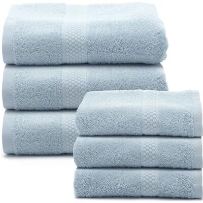 Caleffi Set badhanddoeken voor gezicht en bidet van zachte badstof 100% katoen met 3 gezichtshanddoeken 55 x 100 cm + 3 bidet-gastendoekjes 40 x 60 cm, wasbestendige handdoek Caleffi Set badhanddoeken voor gezicht en bidet van zachte badstof 100% katoen met 3 gezichtshanddoeken 55 x 100 cm + 3 bidet-gastendoekjes 40 x 60 cm, wasbestendige handdoek