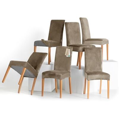 RESTILO Set van 6 stoelhoezen, rekbaar, afneembaar, wasbaar, voor eetkamer, keuken, restaurant, hotel, banket, bruiloft, feest, Sento, beige RESTILO Set van 6 stoelhoezen, rekbaar, afneembaar, wasbaar, voor eetkamer, keuken, restaurant, hotel, banket, bruiloft, feest, Sento, beige