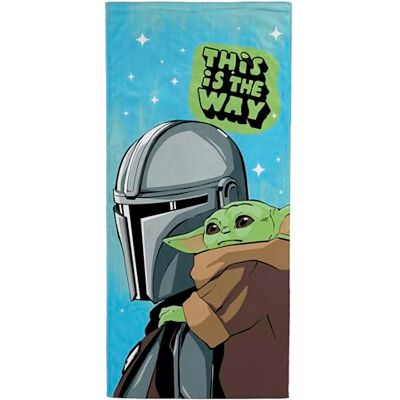 Jay Franco Kids Star Wars The Mandalorian Strandhanddoek, 100% katoen, 71 x 147 cm, superzachte handdoek, zwembad en reizen, officieel gelicentieerd product, blauw Jay Franco Kids Star Wars The Mandalorian Strandhanddoek, 100% katoen, 71 x 147 cm, superzachte handdoek, zwembad en reizen, officieel gelicentieerd product, blauw