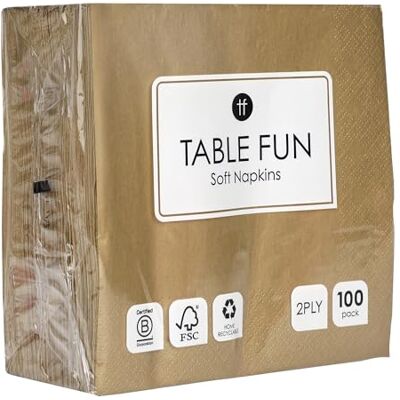 Talking Tables 100 stuks zachte papieren servetten goud voor Kerstmis, verjaardag, bruiloft, catering, servies, wegwerp, recyclebaar, gemaakt in de EU, 2-laags, 33 cm Talking Tables 100 stuks zachte papieren servetten goud voor Kerstmis, verjaardag, bruiloft, catering, servies, wegwerp, recyclebaar, gemaakt in de EU, 2-laags, 33 cm